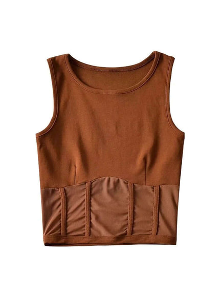 Close-up of White mesh splicing fishbone vest fabric