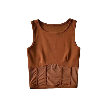 Close-up of White mesh splicing fishbone vest fabric