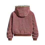 Woolen Collar Cotton Jacket With Fleece