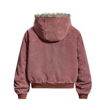 Veste en coton polaire avec col en laine