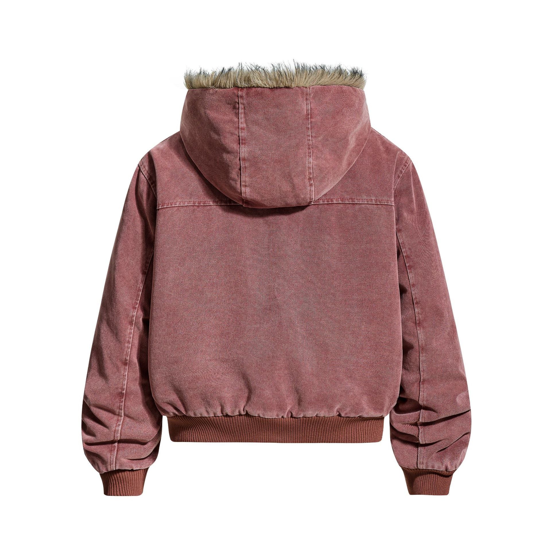 Woolen Collar Cotton Jacket With Fleece