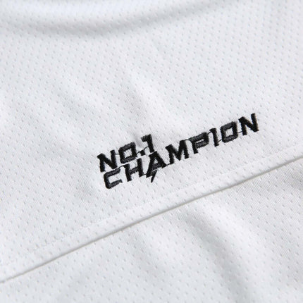 Digital Print Jersey TShirt - Loose Fit with embroidered NO.1 CHAMPION text detail on a breathable fabric.
