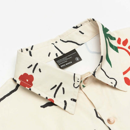 Cămașă cu dungi desenate cu mânecă scurtă - Croială lejeră