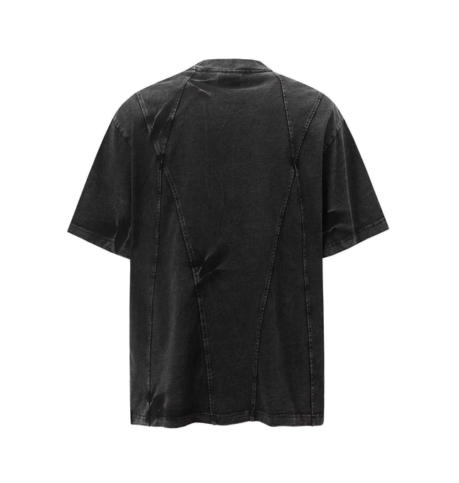 Back view of the Retro Tie-Dye Spliced T-Shirt – Loose Fit showcasing its relaxed fit and premium cotton material.