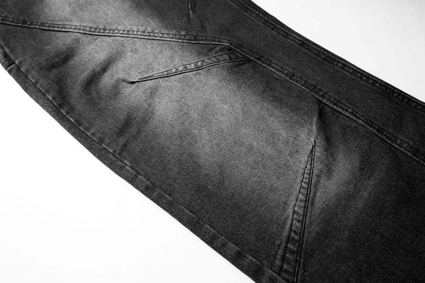 Pantalons en denim délavés usés plissés à revers de style urbain unisexe à jambes larges et droites