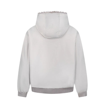 Hawk Embroidered Letter Hooded Cotton Coat Unisex Loose Warm Outerwear