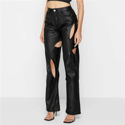 Grozavu Straight Slim Faux Leather Pants: Seasonal Fashion at €49.00