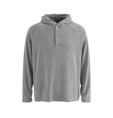 Half-Open Collar Hooded Top – Loose Fit in gray fabric, featuring a half-open collar and relaxed fit.