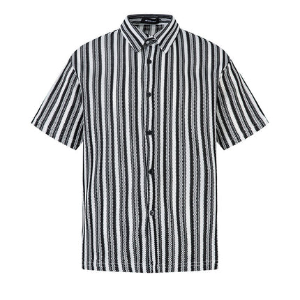 Chemise à manches courtes pour hommes et femmes, col décontracté, style vintage ample