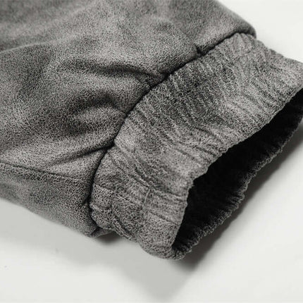 Close-up of the sleeve cuff of the Hooded Fur Collar Jacket – Loose Fit in gray fabric showcasing the texture.