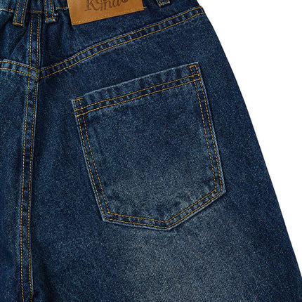 Welpen bestickte Denim-Jeans - Lockere Passform