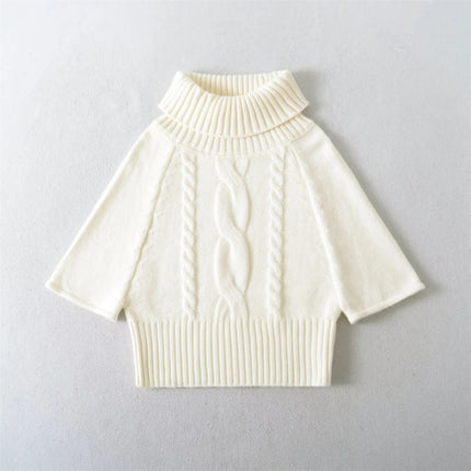 Pulover cu guler înalt din tricot cablu vintage multi-purtare pentru femei, top tricotat lejer