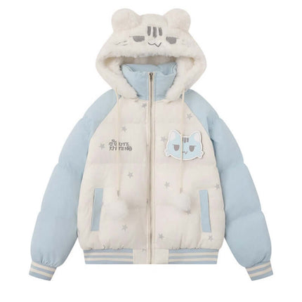 Giacca con Cappuccio a Tema Gatto - Vestibilità Ampia