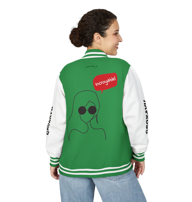 Unisex Heavyweight Letterman Jacket - Stylish & Chic with 'Incroyable!' Design