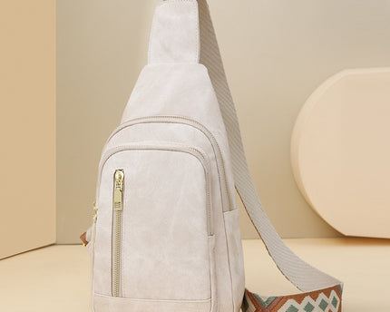 Rucsac Retro Versatil din Piele Moale cu Textură pentru Piept