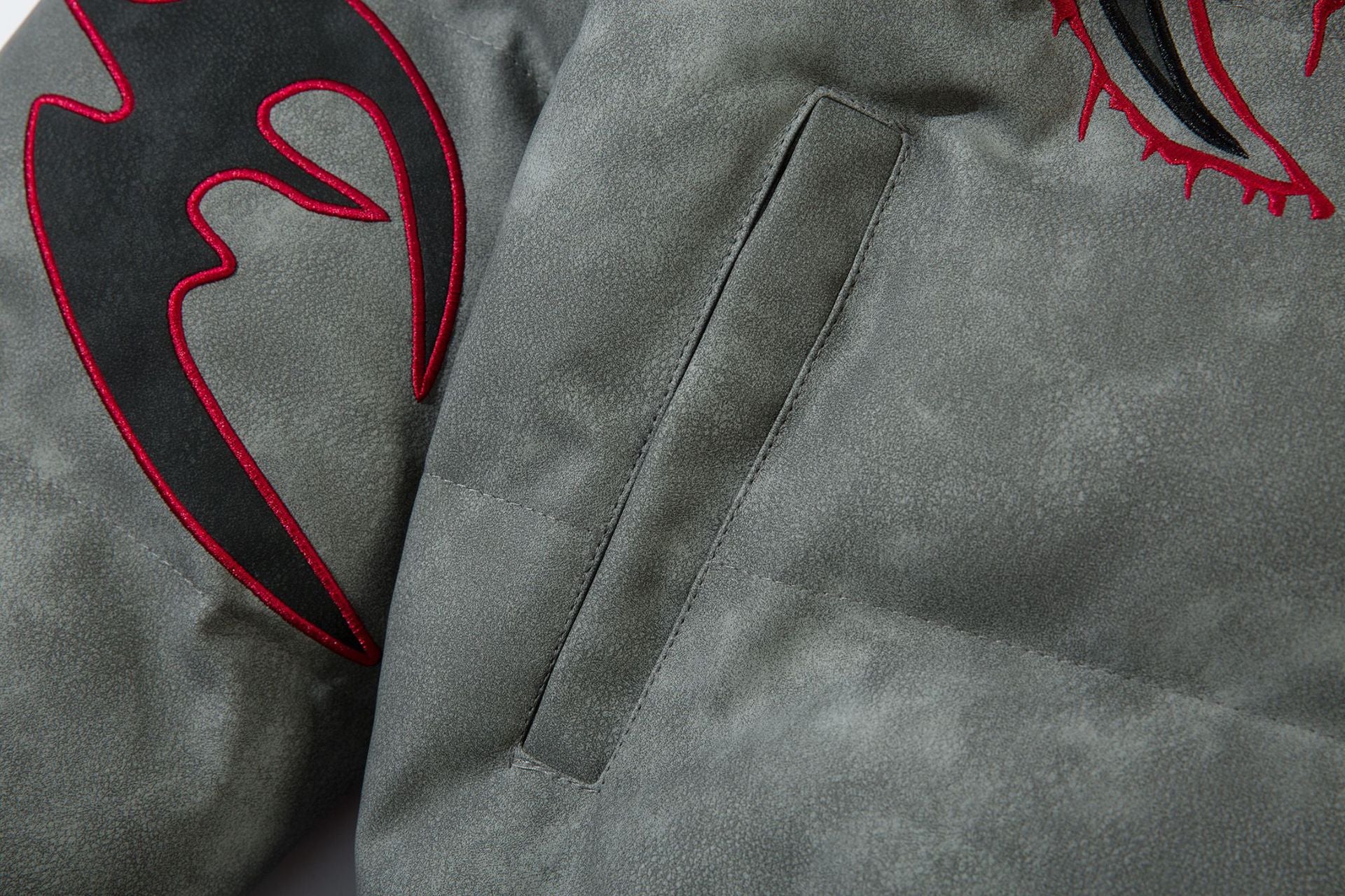 Leather Jacket Flame Embroidered Cotton Jacket For Men