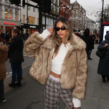 Camel Shearling Zipper Jacket – Regular Fit