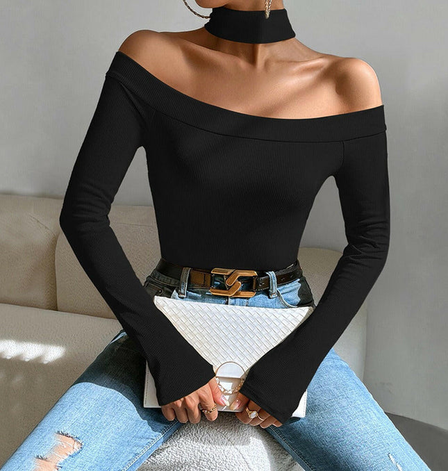 Grozavu's Off-Shoulder Slim Knit Long-Sleeved Top: Versatile at €30.99