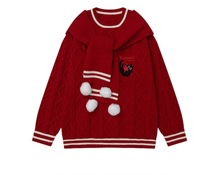 Pull en tricot de Noël avec écharpe