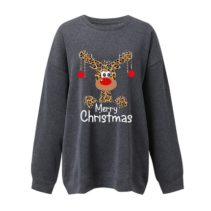 Merry Christmas Deer Print Sweatshirt