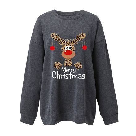 Merry Christmas Deer Print Sweatshirt