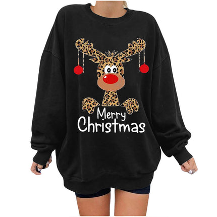 Merry Christmas Deer Print Sweatshirt