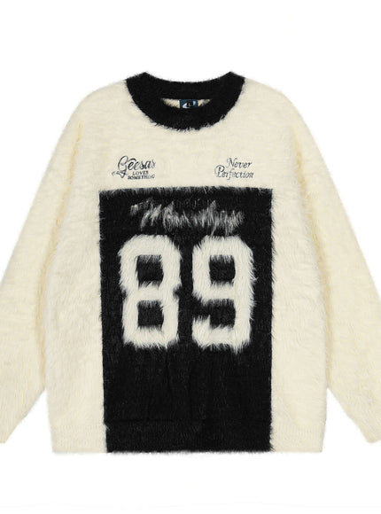 Model wearing Gray fleece lined crewneck sweater by Grozavu