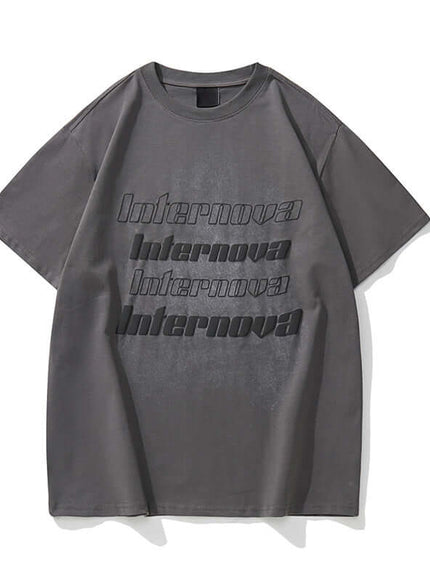 Back view of Black short sleeve t-shirt half by Grozavu