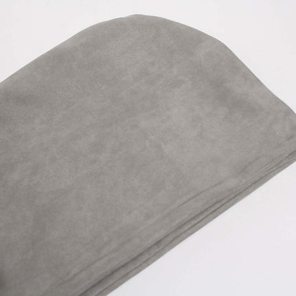 Faux Suede Print Zip-Up Hoodie – Loose Fit featuring a soft synthetic fabric in a stylish gray color.