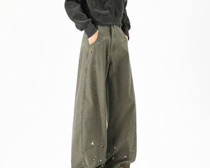 Pantalons cargo imprimés amusants style unisexe tendance larges jambes décontractés longs