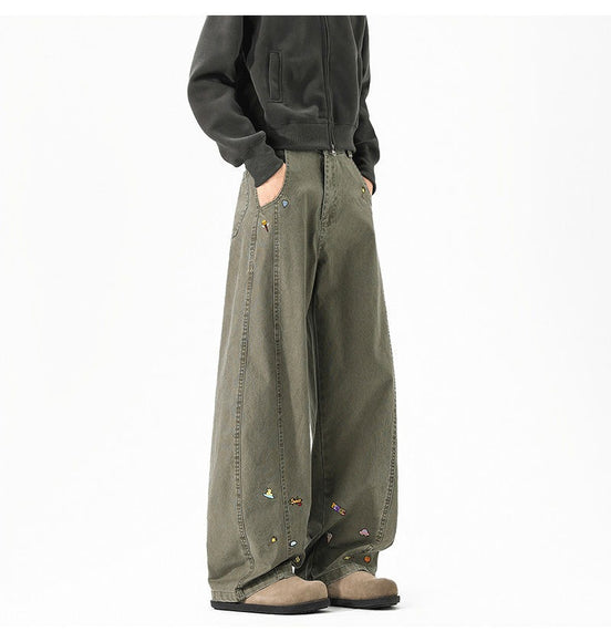 Pantalons cargo imprimés amusants style unisexe tendance larges jambes décontractés longs
