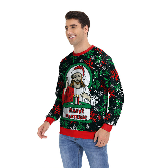 Felpa con cappuccio girocollo con stampa di fiocchi di neve natalizi