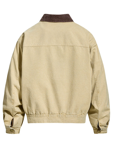 Vintage Portrait Letter Print Patchwork Turn-down Collar Jacket