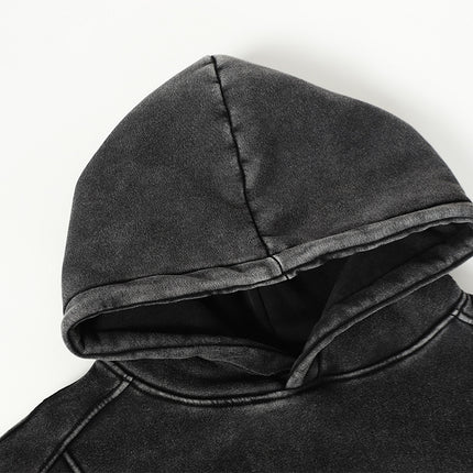 American Retro Gewaschenes Hoodie – Lockere Passform mit Umklappkragen