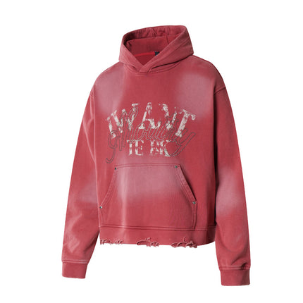 Sudadera con Letra de Strass Lavada Vintage – Corte Suelto