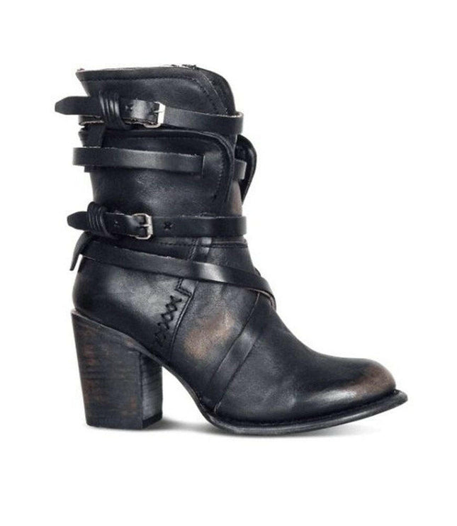 Grozavu's New Spanish Medium-Heeled Women's Leather Boots: Long Boots
