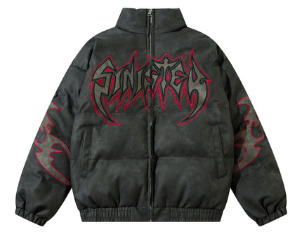 Veste en Cuir avec Broderie Flamme en Coton pour Hommes