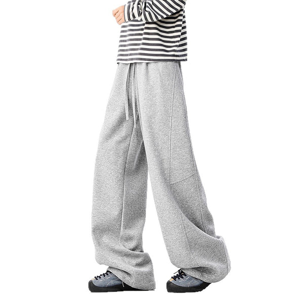 Retro Deconstructed Knife-Edge Sweatpants Unisex Winter Fashion High-Drape Versatile Casual Pants Heavyweight Wide-Leg Athletic Pants