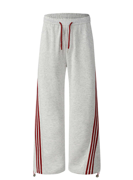 Gray striped drape wide with Grozavu logo