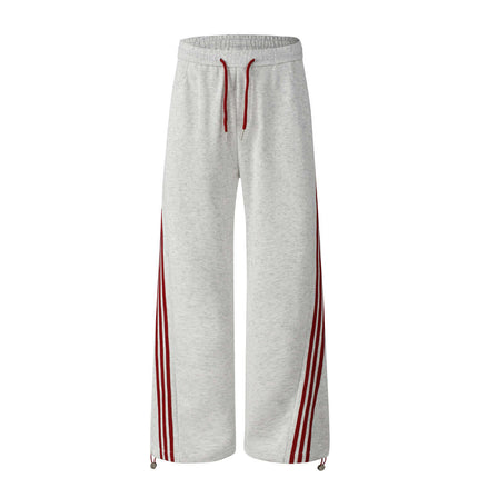Gray striped drape wide with Grozavu logo