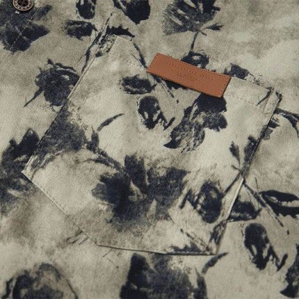 Floral Print Short Sleeve Shirt – Loose Fit close-up of floral pocket detail