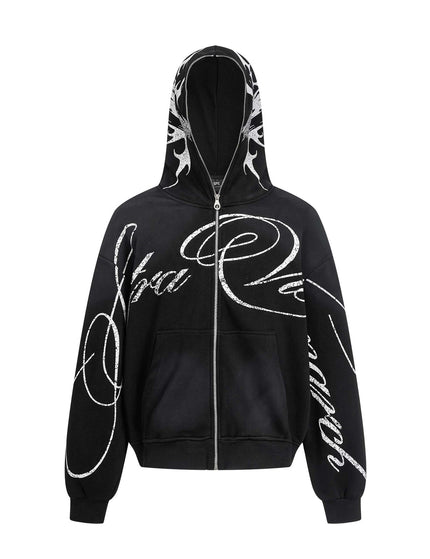 Flame letter zip hoodie | High street streetwear jacket | Unisex loose fit hoodie | Trendy flame print sweatshirt | Casual zip-up hoodie black | Purple streetwear hoodie