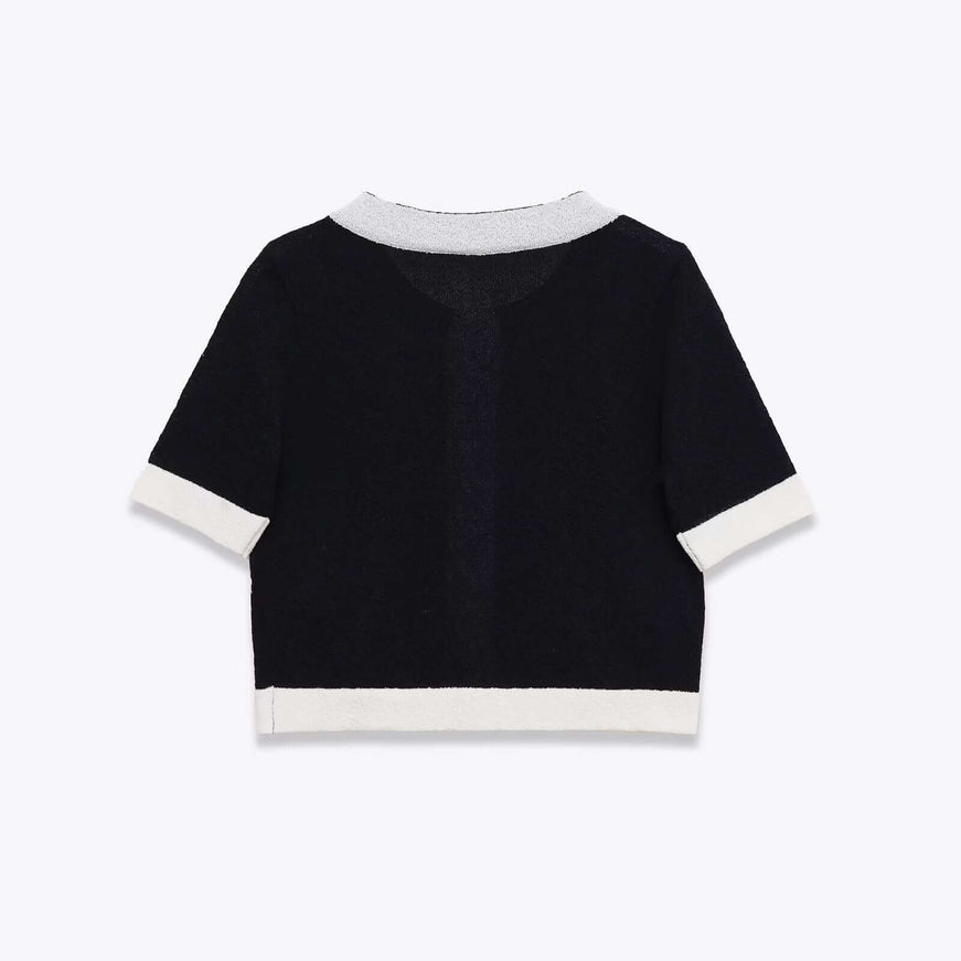 Black tailored contrasting knitted sweater with Grozavu logo