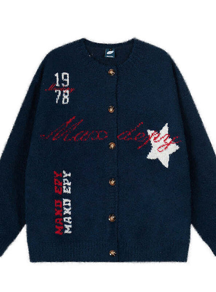 Apricot jacquard knit sweater with Grozavu logo