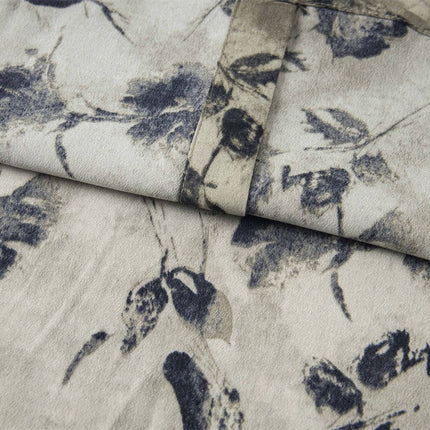 Floral Print Short Sleeve Shirt – Loose Fit featuring a vintage floral pattern in shades of blue and beige.