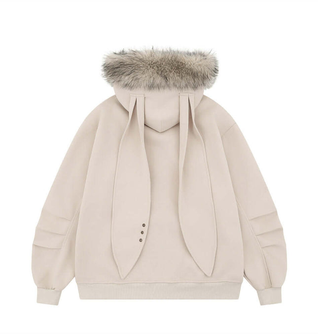 Bunny Network Card Long Hooded styling detail - Premium Streetwear