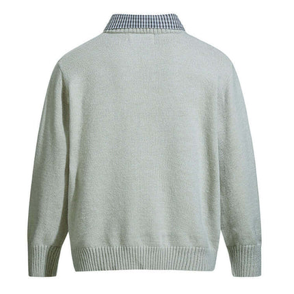 Faux Layered Knit Sweater with Collar