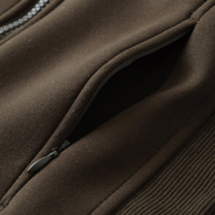 Zipper-Velours-Hoodie-Jacke mit Einsätzen