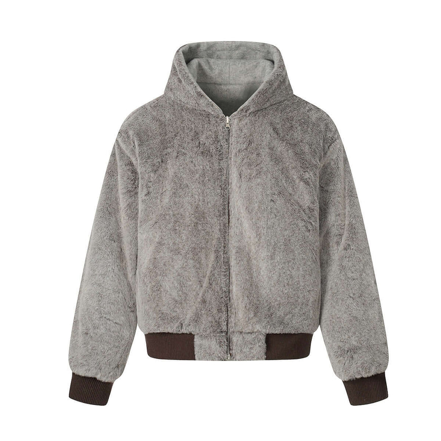 Model wearing Floral Gray zipper hooded sweatshirt by Grozavu