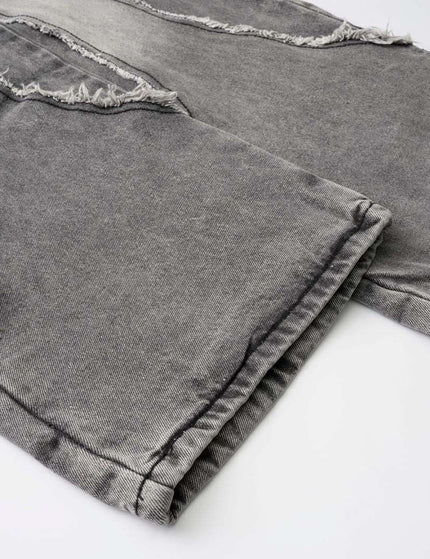 Retro Washed Distressed Patchwork Whisker Denim Pants